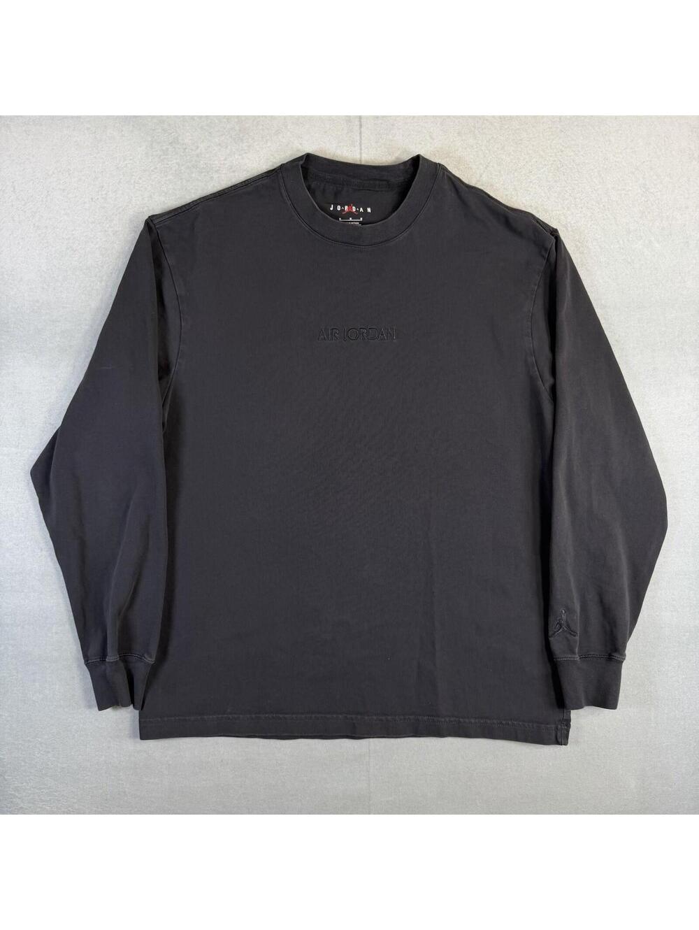 Air Jordan Woodmark Long Sleeve T-Shirt Mens Medium Gray Embroidered Jumpman